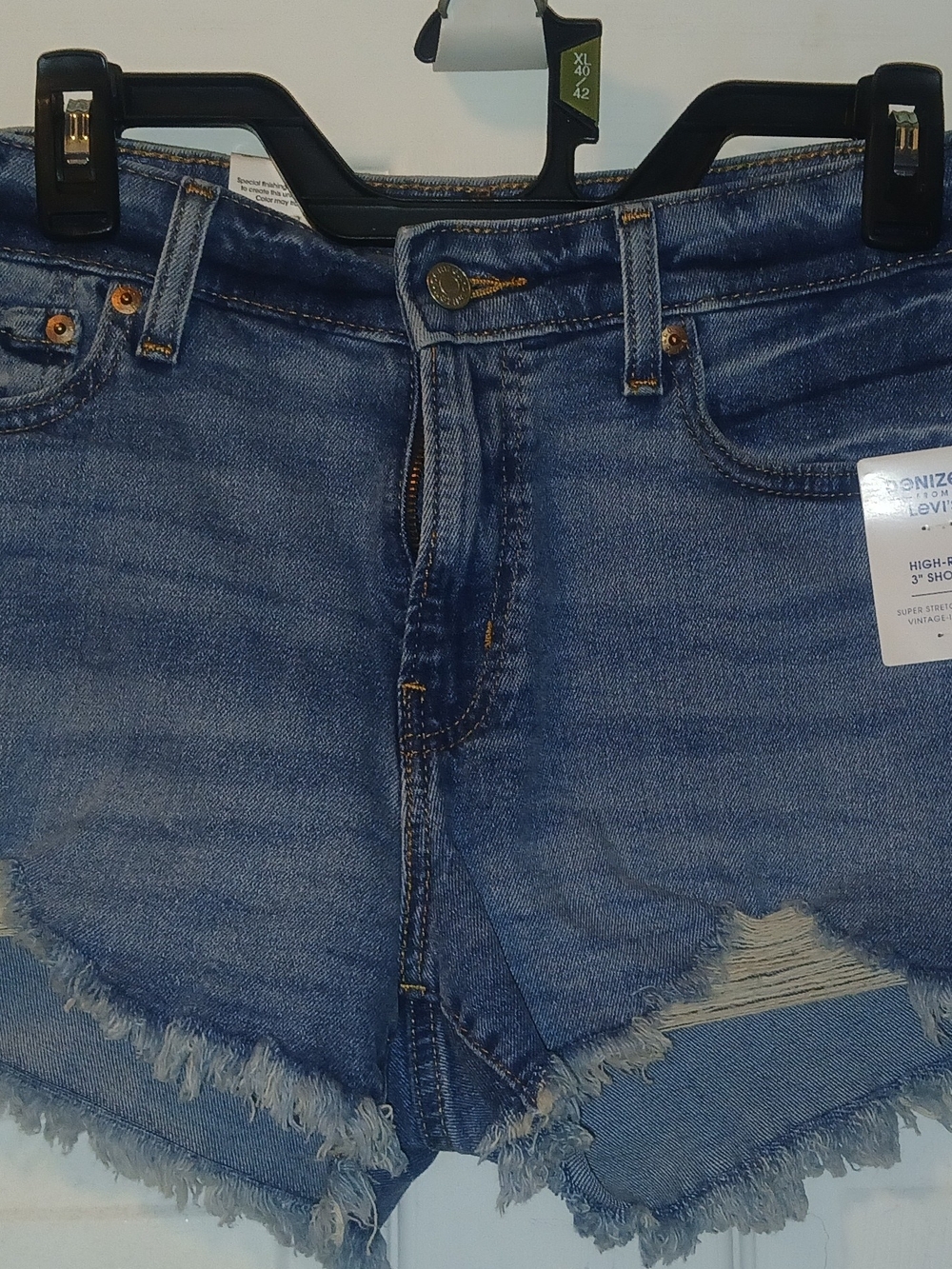 Levi's Women's Blue Distressed High-Rise Denim Cutoff Shorts